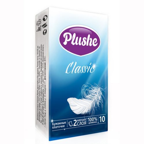 Платочки бумажные PLUSHE Classic Standard 2-сл. 10 л (28упx10шт)