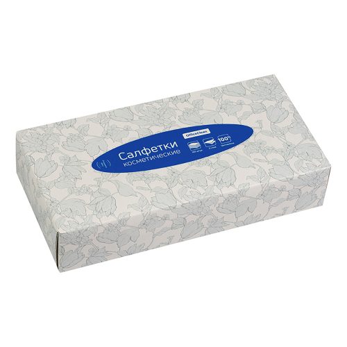 Салфетки косметические OfficeClean, 2-слойные, 20х20см, в картонном боксе, белые, 100шт.